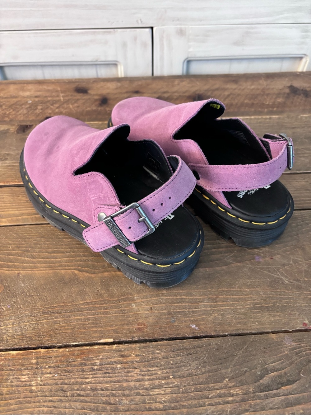Dr. Martens Pink Suede Slingback Clogs